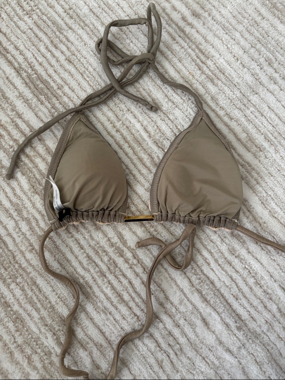 Vix Beige Crochet Triangle Bikini Top - Picture 2 of 3